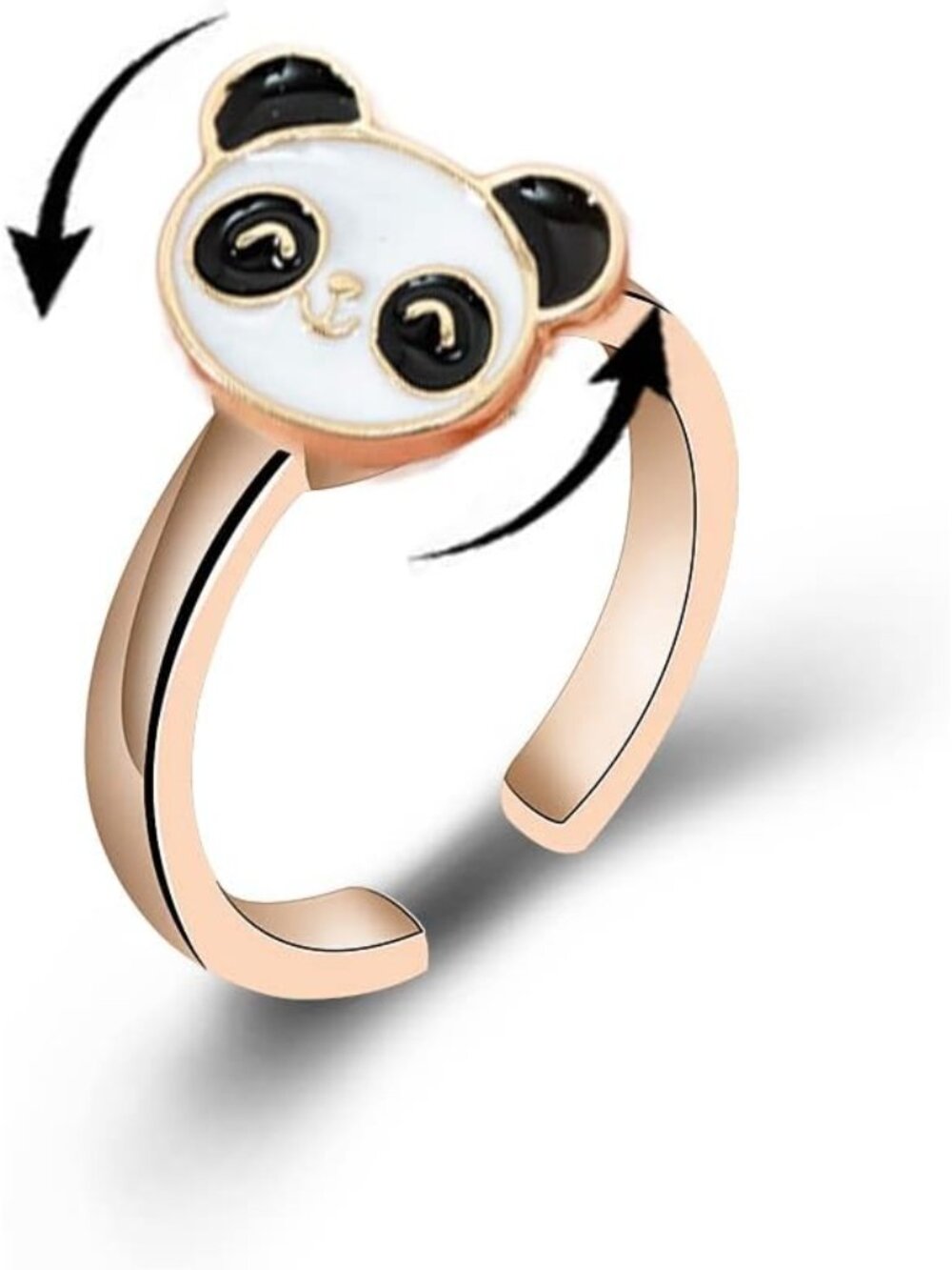 Cute Cartoon Spinner Strawberry Planets Flowers Rings for Women Adjustable Fidge